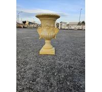 OUTLET DEL GIARDINO Vaso Tondo Festonato Calice In Polvere Di Marmo Coppetta Altezza 29 Cm - Diametro 19 Cm - Base 12x12 - Peso 4 Kg