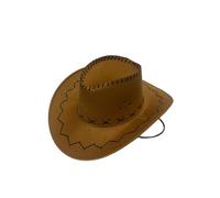 OUTLETISSIMO® Cappello da Cowboy in Stile Western Vintage, Cappello Country Unisex per Feste a Tema, Travestimenti, Cosplay ed Eventi, Cinturino Regolabile e Tesa Larga - Marrone Castagna V021