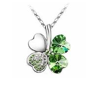 OUTLETISSIMO COLLANA CIONDOLO DONNA QUADRIFOGLIO FORTUNA CRISTALLO AUSTRIACO ELEMENTS VERDE ET227