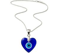 OUTLETISSIMO® Collana con Ciondolo a Cuore con Occhio Greco Portafortuna - Catena in Acciaio Inossidabile, Amuleto Anti Malocchio, Idea Regalo Uomo Donna ET256