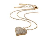 OUTLETISSIMO® Collana Donna Colore Oro con Ciondolo Cuore Bombato e Pavé di Cristalli Luminosi ET298