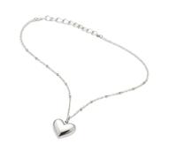 OUTLETISSIMO® Collana Donna con Ciondolo Cuore Collanina Elegante con Catena a Sferette e Pendente Lucido Moda Regalo Amore ET244