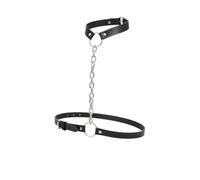 OUTLETISSIMO® Collana Pettorina Pelle Nera Punk Gotico Imbracatura Petto Cinghia In Vita Harness Collarino Con Catena Acciaio ET154