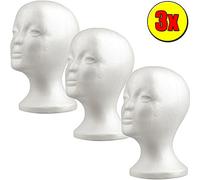 OUTLETISSIMO® KIT 3 TESTA IN POLISTIROLO BIANCO ESPOSITORE PER PARRUCCA CAPPELLO CASCO