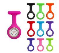 OUTLETISSIMO® Orologio da Infermiere con 10 Cover in Silicone - Fob Watch Tascabile a Spilla - Colori Assortiti - Custodie Lavabili Morbide -