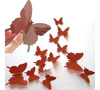 OUTLETISSIMO® SET 12 FARFALLE ADESIVE MARRONi IN PVC EFFETTO 3D DA MURO PARETE ARMADIO SPECCHIO DECORAZIONE CASA MARRONE