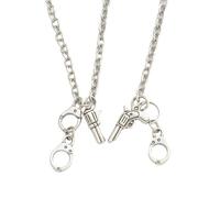 OUTLETISSIMO® SET 2 COLLANE PISTOLA E MANETTE COLLANA 2 CIONDOLI SEPARABILI UOMO DONNA ET23