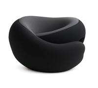 OUTLETISSIMO® Set da Viaggio 4 in 1 con Cuscino Nero Cervicale per il Collo Memory Foam, Mascherina Notte, Tappi Orecchie e Sacchetto - Comfort per Aereo, Treno e Auto