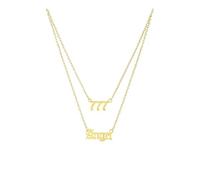 OUTLETISSIMO® Set Di 2 Collane Angel Number 1 Collana ciondolo 777 1 Collana con scritta Angel 50cm Colore Oro ET144