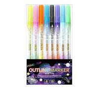 Outline - Pennarelli a doppia testa, 8 matite glitterate per contorni, strumenti per doodle, per lavori artistici, attività scolastiche, biglietti di auguri e biglietti di compleanno