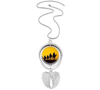 Outline Sunset Journey Silk Road - Collana con ciondolo a forma di cammello e ali d'angelo