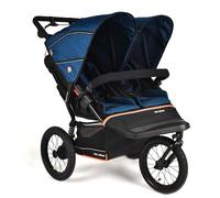 Out'n'About - Passeggino doppio Nipper V6 Plus, pieghevole, leggero, per tutti i tipi di terreno, con parapioggia, ruote da 35,6 cm, freno al manubrio, passeggino doppio certificato, colore: blu