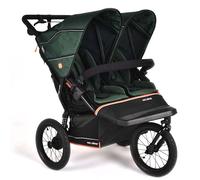 Out'n'About - Passeggino doppio Nipper V6 Plus, pieghevole, leggero, per tutti i tipi di terreno, con parapioggia, ruote da 35,6 cm, freno al manubrio, passeggino doppio certificato, colore: verde