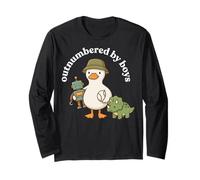 Outnumbered By Boys Funny Mom Mama Boy Mom Life Maglia a Manica