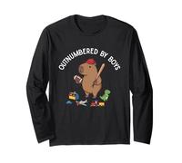 Outnumbered By Boys Mom Capybara Funny Mothers Day Figlio Maglia a Manica