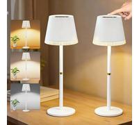 OUTON 2 Pezzi Lampada da Tavolo LED Senza Fili con Indicatore Batteria, 4000mAh, USB-C Ricaricabile, 3 Temperature Colore, Dimmerabile Touch, Memoria, Portatile per Interni/Esterni, Bianco