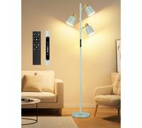 OUTON Lampada da Terra LED Dimmerabile con Telecomando e Controllo Touch, 36W 2700LM, 4 Temperature di Colore, 3 Luci Rotanti, Lampade da Terra moderna per Soggiorno, Camera da Letto, Ufficio, Ciano