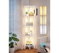 OUTONLIFE Lampada da Terra con Libreria a 5 Livelli, LED, Touch e Telecomando, Palo Rotante 360°, 3 Temperature Colore Dimmerabili, Ideale per Soggiorno, Camera, Ufficio