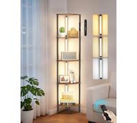 OUTONLIFE Lampada da Terra con Libreria a 5 Livelli, LED, Touch e Telecomando, Palo Rotante 360°, 3 Temperature Colore Dimmerabili, Ideale per Soggiorno, Camera, Ufficio