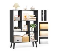 OUTONLIFE Libreria a 7 Cubi con Luci LED, Controllo Touch e Telecomando, Scaffale Moderno a Terra Dimmabile, Organizer in Legno Aperto per Soggiorno, Camera da Letto e Ufficio