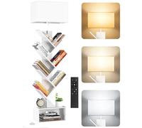OUTONLIFE Libreria a Forma di Albero in Legno con Luce, Scaffale Autoportante a 6 Ripiani ad Angolo con Telecomando - Libreria Salvaspazio per Libri, CD, per Soggiorno, Studio, Ufficio (Bianco)