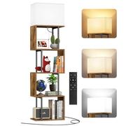 OUTONLIFE Libreria a Forma di S con 5 Ripiani e Lampada da Terra Dimmerabile, 3 Temperature di Colore, Timer da 1 Ora e Telecomando, Design Moderno per Soggiorno, Camera da Letto e Ufficio