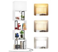 OUTONLIFE Libreria a Forma di S con 5 Ripiani e Lampada da Terra Dimmerabile, 3 Temperature di Colore, Timer da 1 Ora e Telecomando, Design Moderno per Soggiorno, Camera da Letto e Ufficio