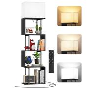 OUTONLIFE Libreria a Forma di S con 5 Ripiani e Lampada da Terra Dimmerabile, 3 Temperature di Colore, Timer da 1 Ora e Telecomando, Design Moderno per Soggiorno, Camera da Letto e Ufficio