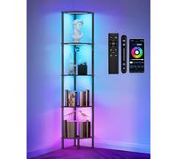OUTONLIFE Libreria con Scaffale a 5 Livelli e Luce RGB LED Dimmerabile, Touch, APP e Telecomando, Music-Sync, Illuminazione Multicolore, Lampada da Terra per Soggiorno, Camera o Ufficio
