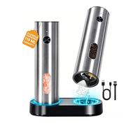 OUTONLIFE Molino Eléctrico Sal y Pimienta Recargable Set de 2 Piezas 110 ml Base de Carga USB-C Luz LED Grado de Molienda Ajustable Automático Ideal Regalo Cocina y Hogar