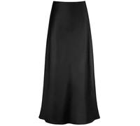 Outoshe Maxi gonne da Donna in Raso a Vita Alta con Elastico Nascosto in Vita Una Linea Gonna Lunga, Nero, S