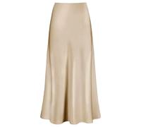 Outoshe Maxi gonne da donna in raso a vita alta con elastico nascosto in vita una linea gonna lunga, Champagne solido, S