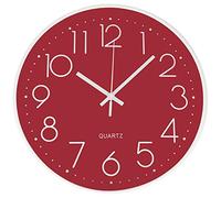 Outpicker 30cm Moderno Orologio da Parete Silenzioso al Quarzo Decorazione da Parete per Cucina Ufficio Soggiorno (Rosso)