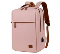 Outplea 15.6" Zaino Porta PC Uomo Donna, Zaino Computer Laptop Impermeabile, Zainetto da Viaggio Multitasche, Zainetto Lavoro Ufficio per Università, Rosa