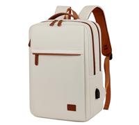 Outplea 15.6" Zaino Porta PC Uomo Donna, Zaino Computer Laptop Impermeabile, Zainetto da Viaggio Multitasche, Zainetto Lavoro Ufficio per Università, Beige