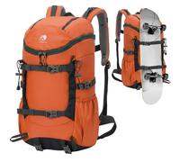 Outplea 30L Zaino Trekking Impermeabile, Zaino Viaggio, Zaino Uomo Sportivo per Montagna Campeggio, Zaino da Skateboard Multitasche per Escursionismo Alpinismo, Arancione