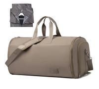 Outplea 47L Borsa da Viaggio Pieghevole Uomo Donna, Borsa Porta Abiti Grande con Scomparto per Scarpe, Borse Sportivo Multitasche con Tracolla per Fine Settimana, Cachi