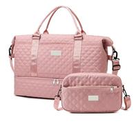 Outplea 55L Borsone Viaggio Grande, Borsa Sportivo con Scomparto per Scarpe, Borsa Parto Ospedale Mamma Leggero con Borsa da Toilette per Campeggio Yoga Nascita, Rosa