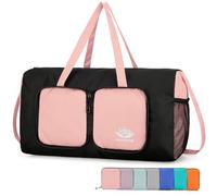 Outplea Borsone da Palestra Pieghevole Donna Impermeabile da 20L, Borsa Sportiva Ultraleggera, Borsa da Viaggio Multifunzionale per Weekender Nuoto Fitness Basket Campeggio Yoga, Rosa