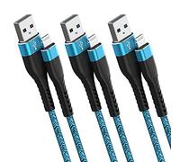 OuTrade - Cavo di ricarica per iPhone, 3 pezzi, cavo Lightning MFi, resistente, intrecciato e veloce, compatibile con iPhone SE 12 11 11 Pro 11 Pro Max Xs MAX XR X 8 7 6S 6, iPad e altri (blu, 3 m)