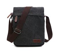 Outreo Uomo Borsa a Tracolla Retrò Vintage per Laptop e Tempo Libero, Nero, L
