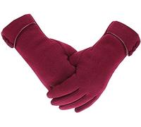 Outrip Guanti invernali da donna caldi guanti touch screen per telefono antivento foderati spessi guanti, Rosso vinaccia, M