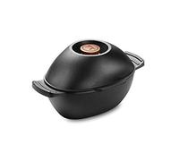 Outset 76495 - Pentola in ghisa per frutti di mare e cozze con coperchio per conchiglie vuote, 2,5 l, nero