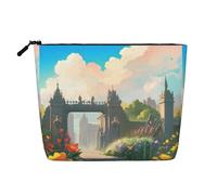 Outside The Castle Gate, borsa per il trucco in finta canapa, da donna, in poliestere resistente all'acqua, con cerniera, grande borsa da viaggio per cosmetici