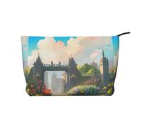 Outside The Castle Gate - Borsa per il trucco in velluto a coste con chiusura a cerniera, multifunzione, 22 x 7 x 17 cm, per viaggi, campeggio, vacanze, fitness, Nero , Taglia unica