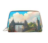 Outside The Castle Gate - Borsa per trucchi portatile in pelle, grande, in PVC, chiusura con cerniera, borsa da viaggio da viaggio, bianca, taglia unica, bianco, Taglia unica