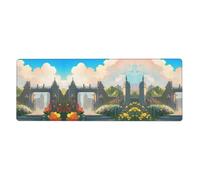 Outside The Castle Gate Pattern Tastiera e Mouse pad Oversize 30,5 x 80 cm, Design Lock-Edge, Antiscivolo e Resistente all'usura,