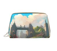Outside the Castle Gate, trousse da donna - grande capienza borsa cosmetica da viaggio in pelle PU con cerniera organizer portatile ampia aperta