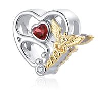 OutstandLong Ciondolo in argento a forma di stetoscopio, a forma di infermiera, compatibile con braccialetti Pandora, per dottori, studenti di medicina, donne, regali di laurea, Metallo, Base