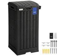 Outsunny 110 L Grande bidone da esterno con doppio coperchio e posacenere laterale, bidone della spazzatura in plastica impermeabile con vaschetta raccogligocce rimovibile, bidone per rifiuti da